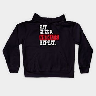 Eat Sleep Animate Repeat 3D Animator Graphic Artist Kids Hoodie